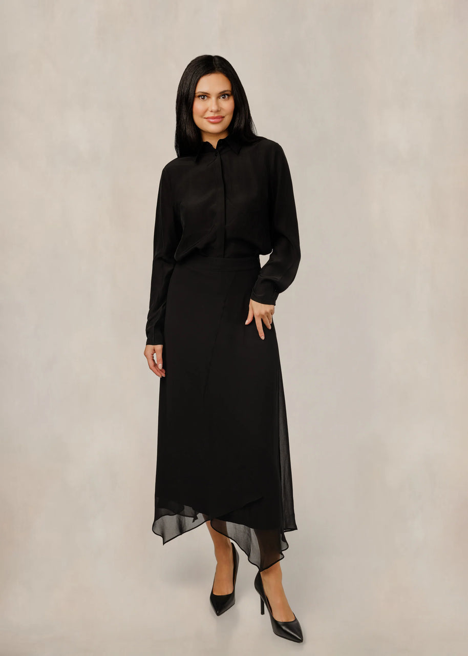 Black Asymmetrical Chiffon Skirt