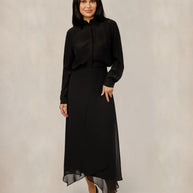 Black Asymmetrical Chiffon Skirt