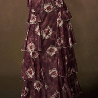 Floral-Print Mesh Side-Ruffle Tiered Maxi Skirt