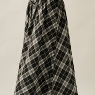 Plaid Drop-Waist Piping-Trimmed Maxi Skirt