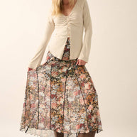 Floral Knit Inverted Seam Maxi Skirt
