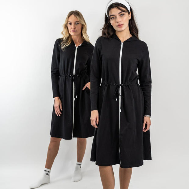 Zipper Hoodie Dress- Lunella