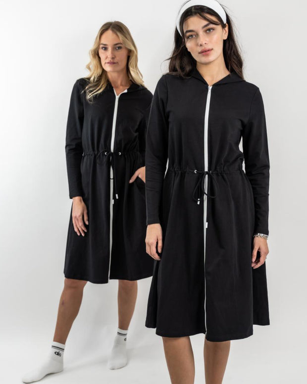 Zipper Hoodie Dress- Lunella - Fringe Boutique