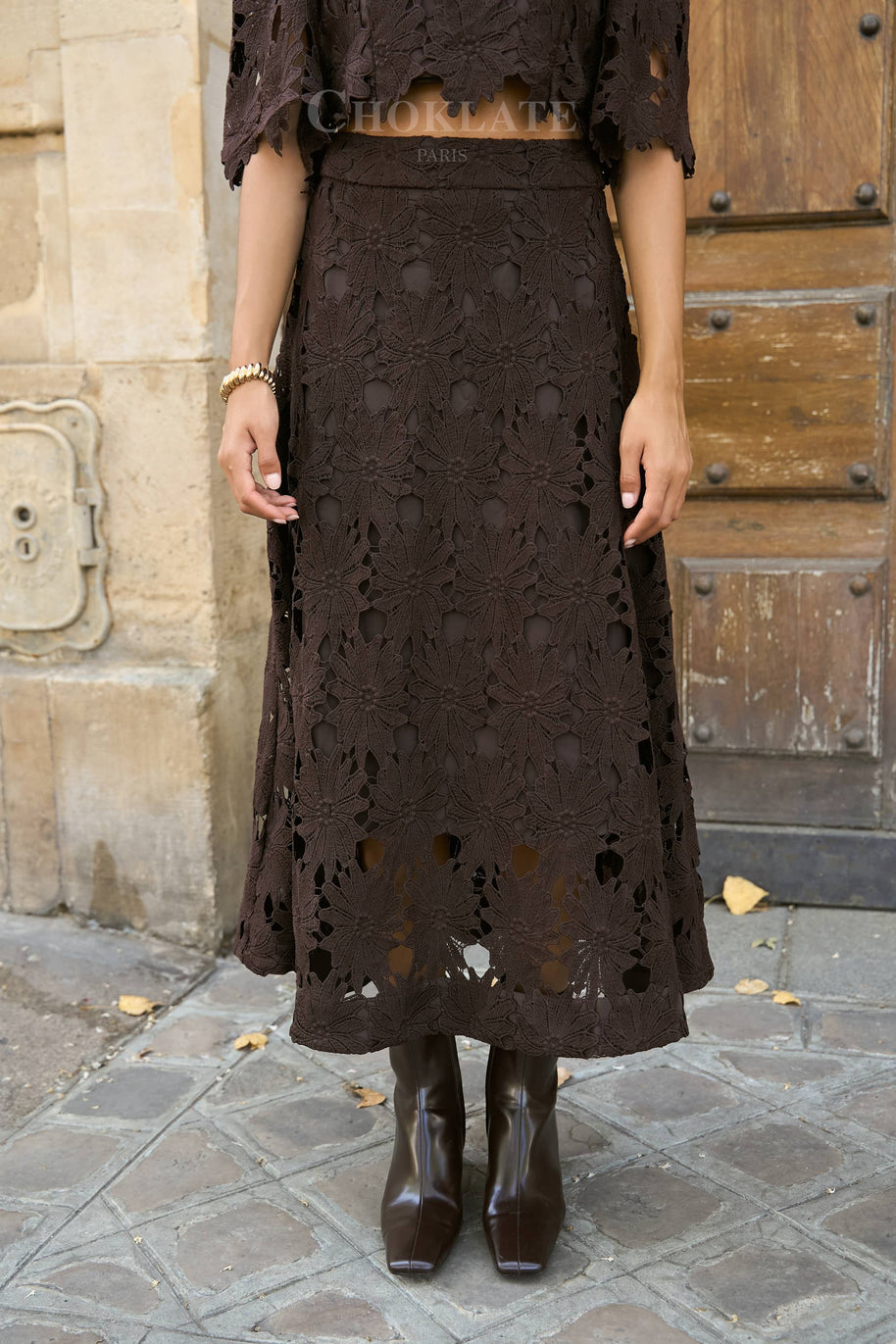 Chloé long lace skirt S Choco