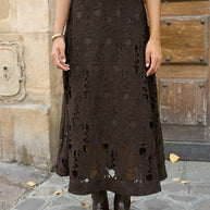 Chloé long lace skirt S Choco