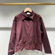Cotton shirt with lace inserts