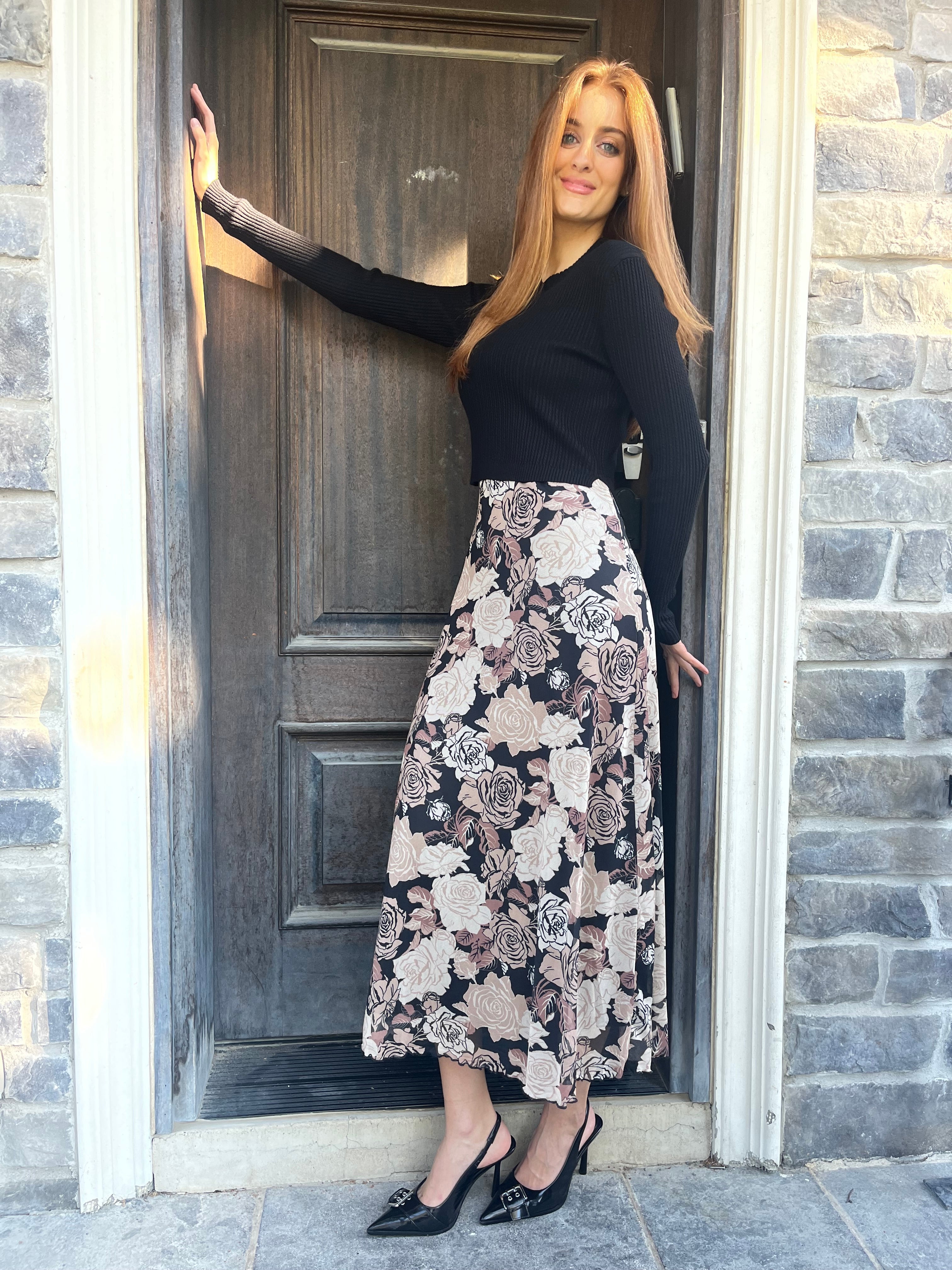 Floral Mesh Midi Slip Dress - promesa