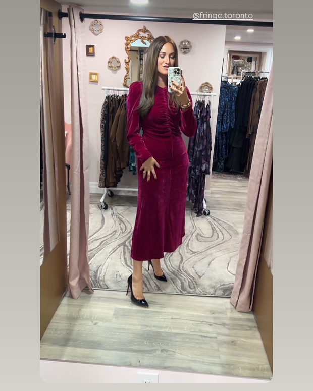 center gathered midi dress- junee - Fringe Boutique