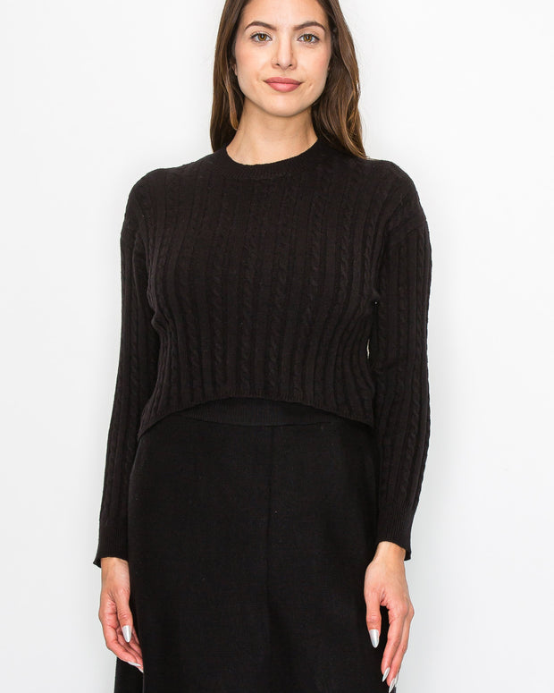 Crop Cable Knit Pullover - Yal - Fringe Boutique