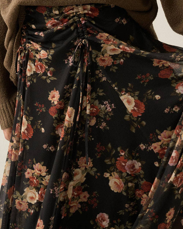 Floral handkerchief maxi skirt