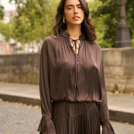 Reese set: blouse & flowing skirt burgundy