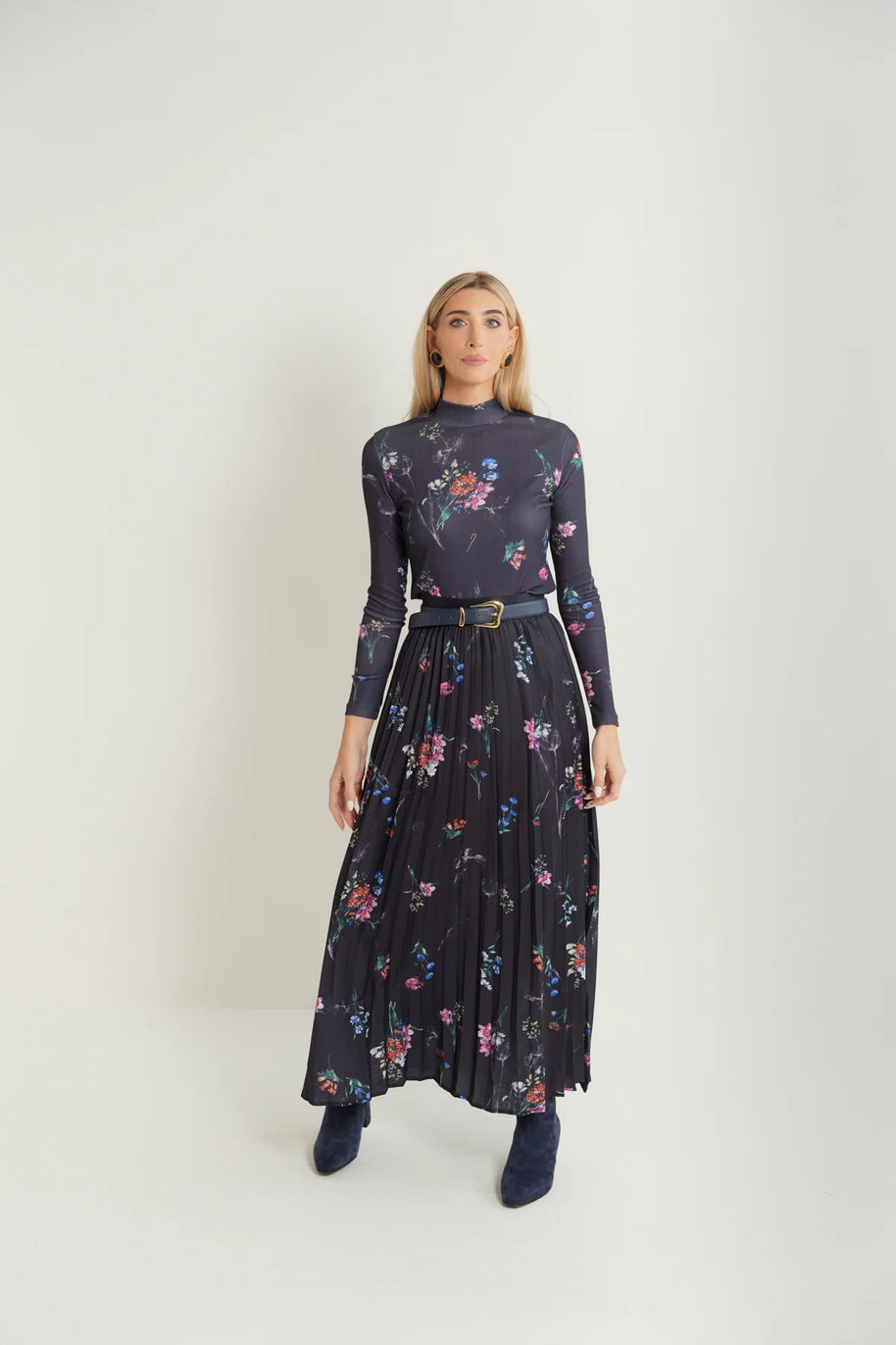 Printed Pleated Skirt