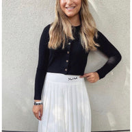 Varsity Pleated  White Skirt -Slim Skirt