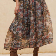 Organza Pleated Midi Skirt