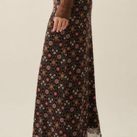 Floral-Print Mesh Elastic-Waist Straight Maxi Skirt