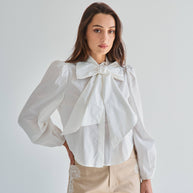 AT3430 Tie neck blouse IVORY