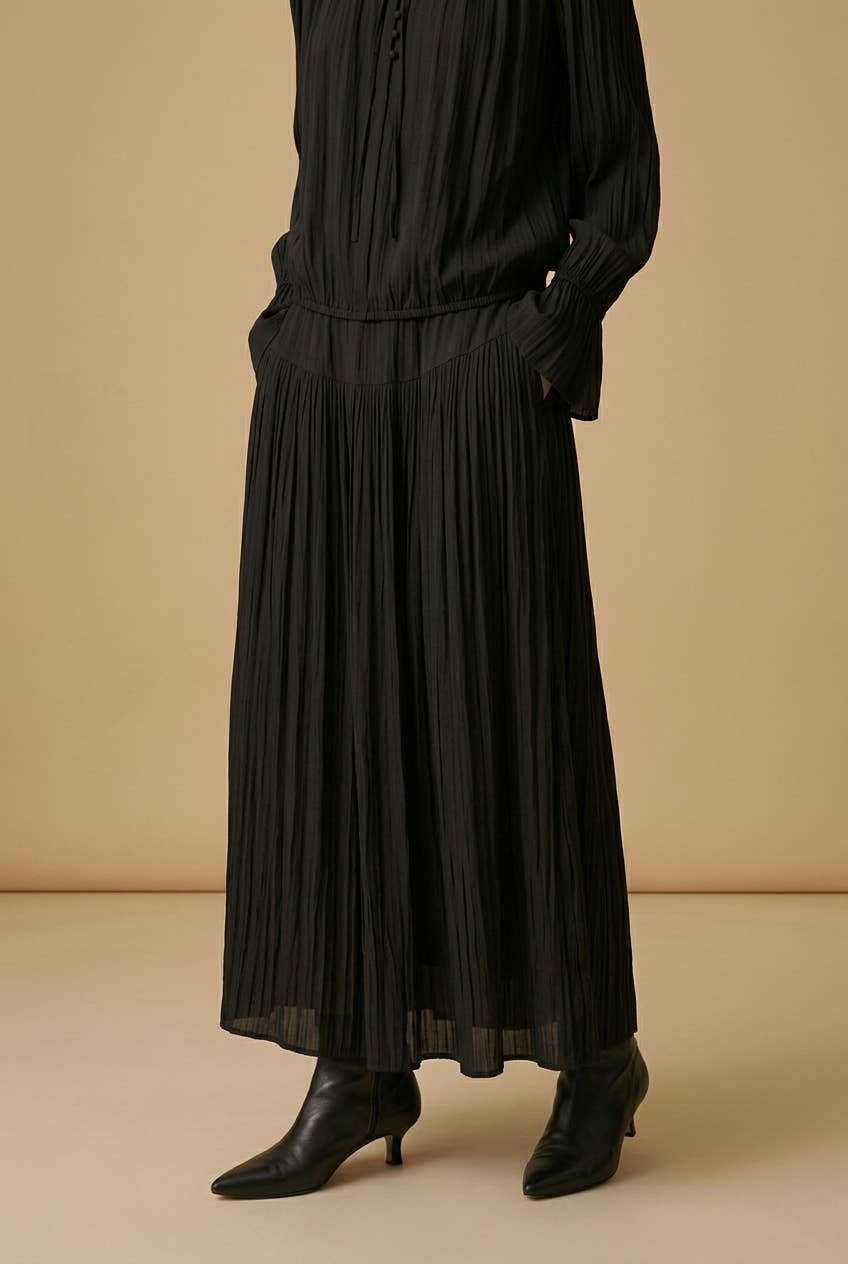 Reese set: blouse & flowing skirt burgundy