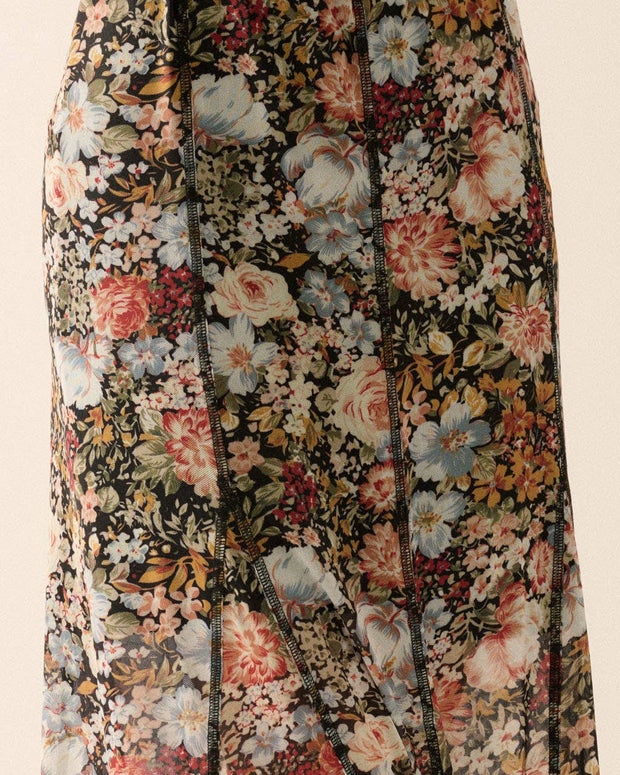 Floral Knit Inverted Seam Maxi Skirt