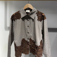 Cotton shirt with lace inserts