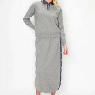 Denim collard sweater