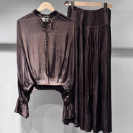 Reese set: blouse & flowing skirt burgundy