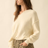 V-Neck Exposed-Seam Sweater