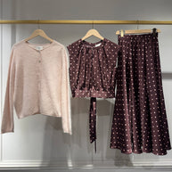 Valentine satin polka-dot print skirt