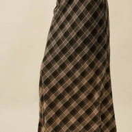 Ombre Dip-Dye Plaid Bias-Cut Maxi Skirt