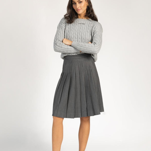 Pinstripe pleated Skirt-Loup - Fringe Boutique