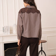 Cotton shirt with lace inserts