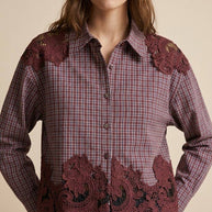 Cotton shirt with lace inserts