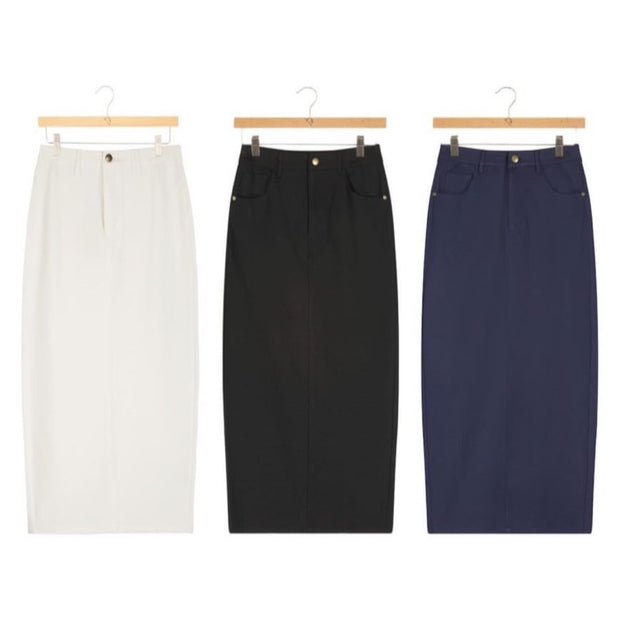 Long Straight Ponte Skirt-Point