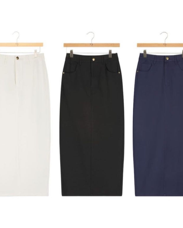 Long Straight Ponte Skirt-Point - Fringe Boutique