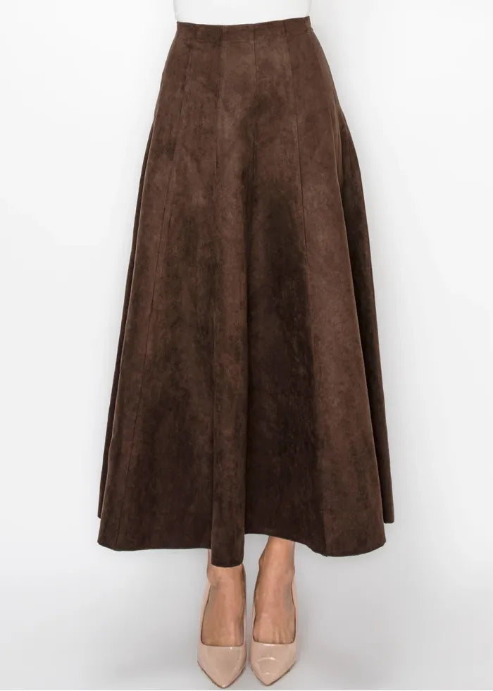 Panelled suede skirt