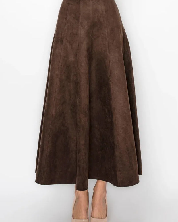 Panelled suede skirt