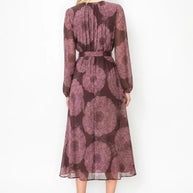 Floral belted mauve dress