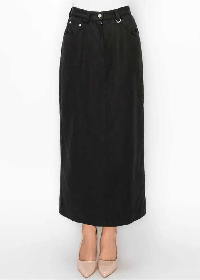 denim style midi skirt￼