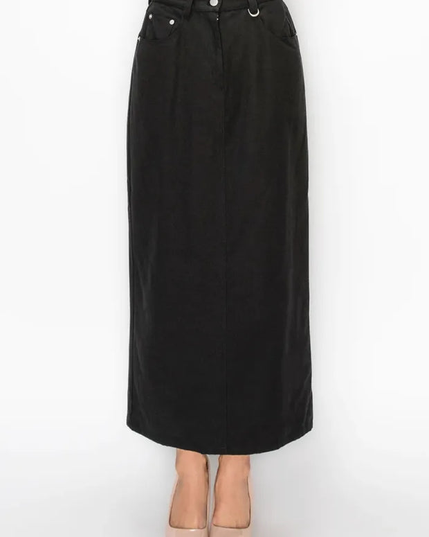 denim style midi skirt￼