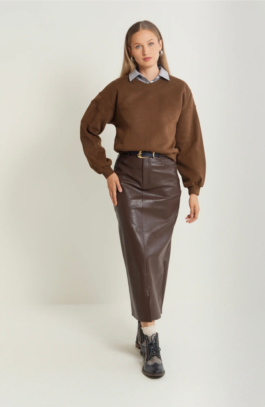 Brown Leather Skirt