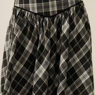 Plaid Drop-Waist Piping-Trimmed Maxi Skirt