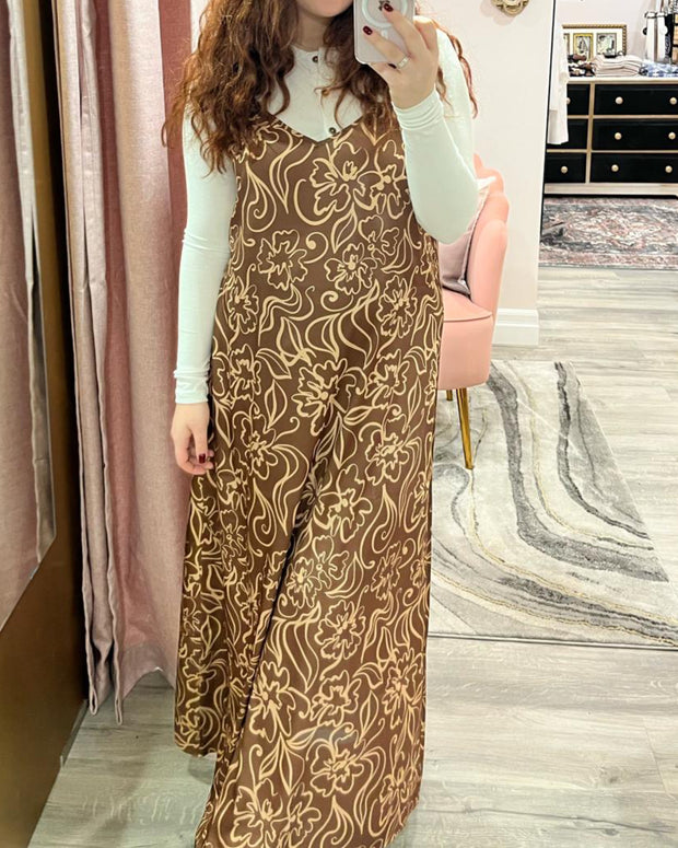 Printed Slip Dress-Point - Fringe Boutique