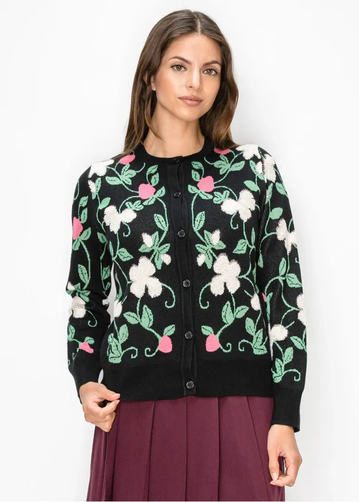 Embroidered floral cardi