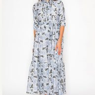 Floral belted collard dress