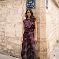 Valentine satin polka-dot print skirt