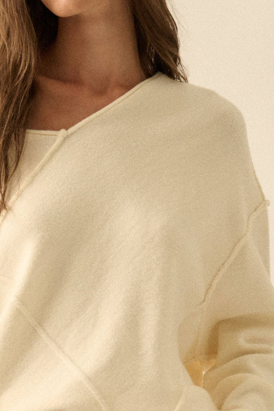V-Neck Exposed-Seam Sweater