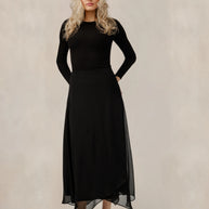 Black Asymmetrical Chiffon Skirt