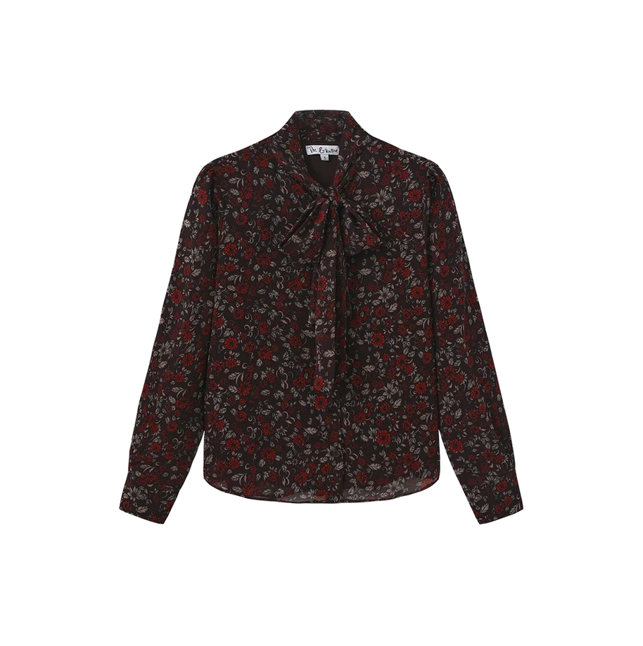CHELSEA FLORAL NECK TIE BLOUSE