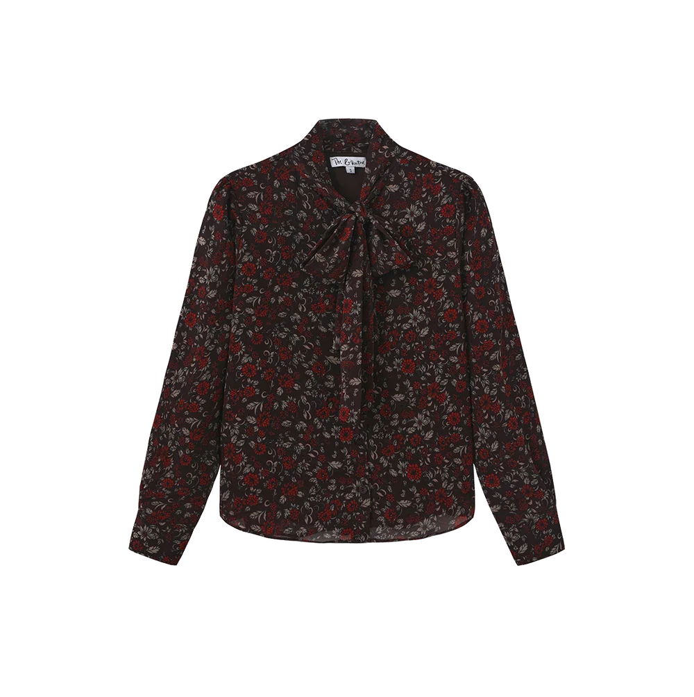 CHELSEA FLORAL NECK TIE BLOUSE