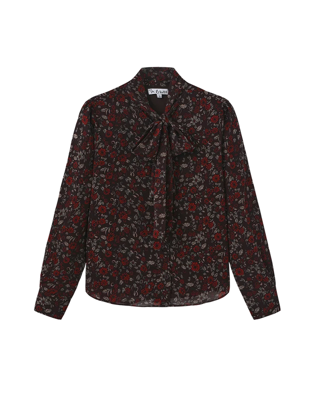 CHELSEA FLORAL NECK TIE BLOUSE