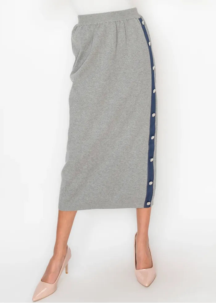 Denim side stripe skirt